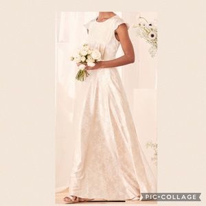 Lulus Satin Jacquard Maxi Dress Champagne M NWT